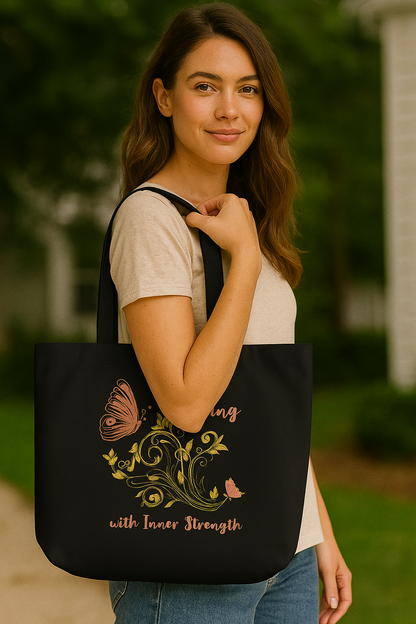 Unwavering Spirit – Artistic Butterfly Organic Cotton Large Tote Bag