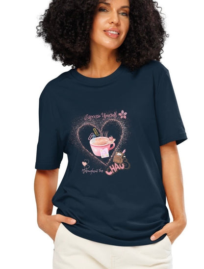☕ Espresso Yourself Organic Cotton T-Shirt – Chaos Edition ribbed neck t-shirt
