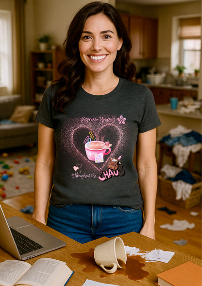 ☕ Espresso Yourself Organic Cotton T-Shirt – Chaos Edition ribbed neck t-shirt