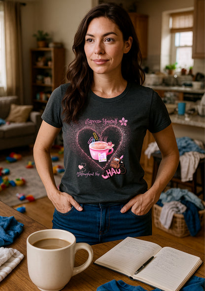 ☕ Espresso Yourself Organic Cotton T-Shirt – Chaos Edition ribbed neck t-shirt