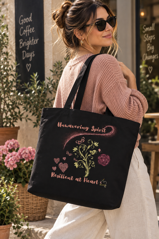 Unwavering Spirit – Artistic Butterfly Organic Cotton Large Tote Bag