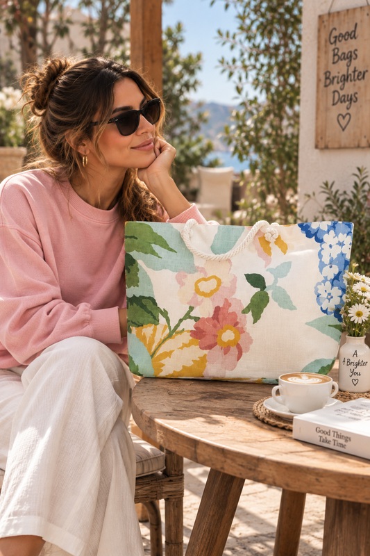 Bloom & Wander Oversized Weekender Bag – Vintage Floral Edition
