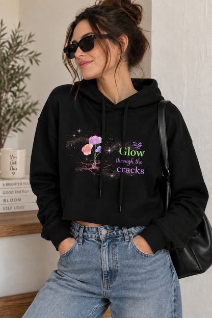 ✨ Glow Through the Cracks - Crop Hoodie