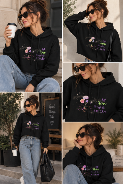 ✨ Glow Through the Cracks - Crop Hoodie