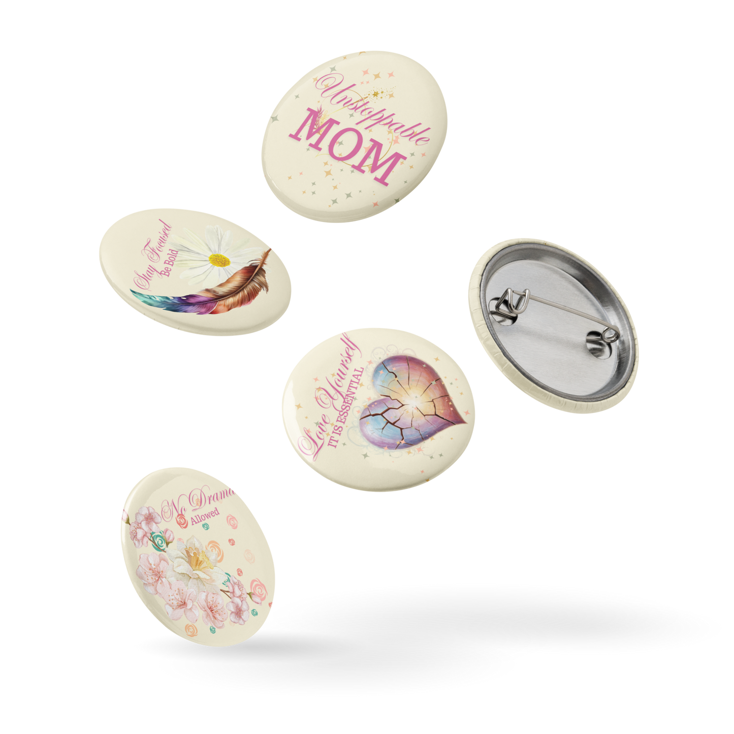 Unstoppable Mom Pin Buttons Set (5/Pack)