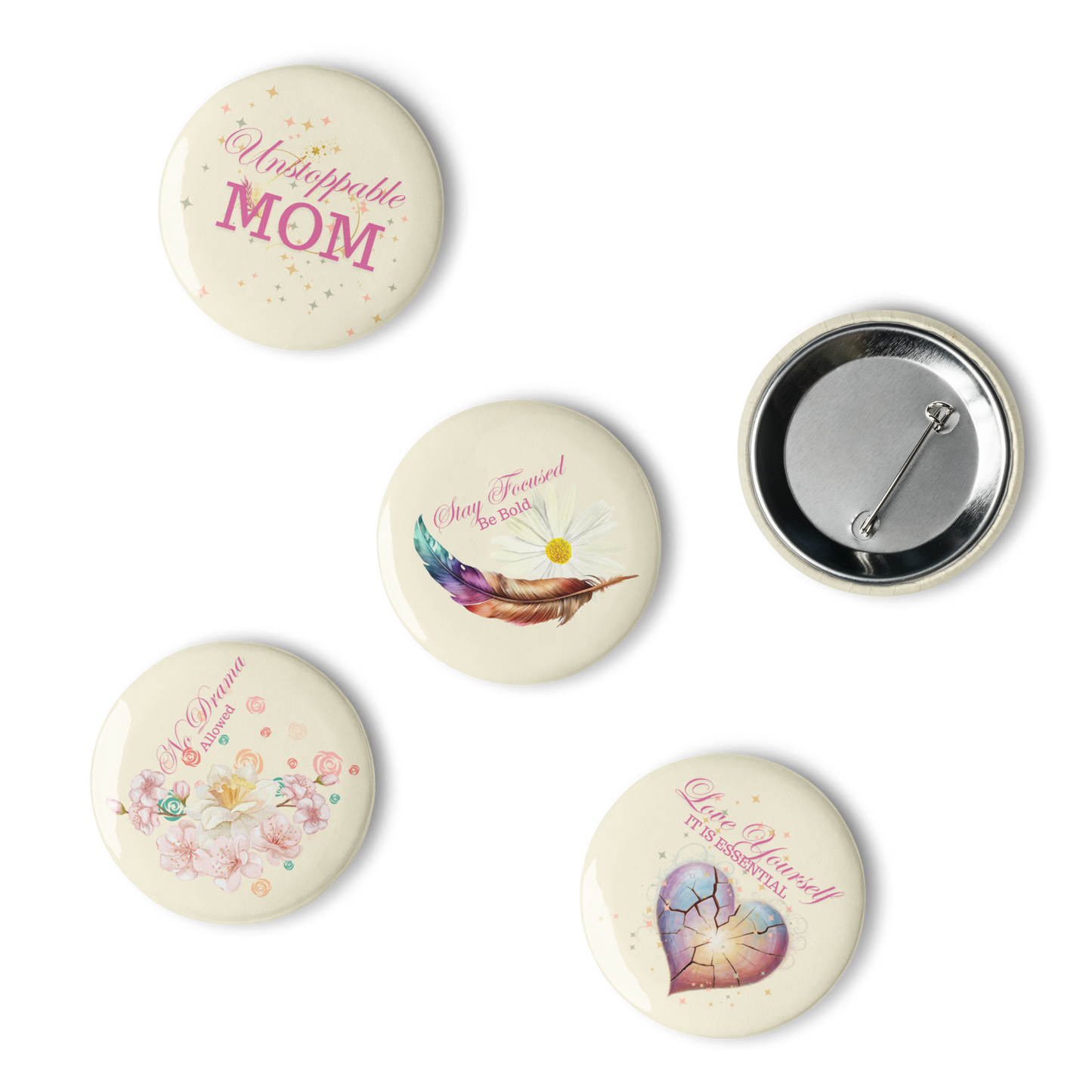 Unstoppable Mom Pin Buttons Set (5/Pack)