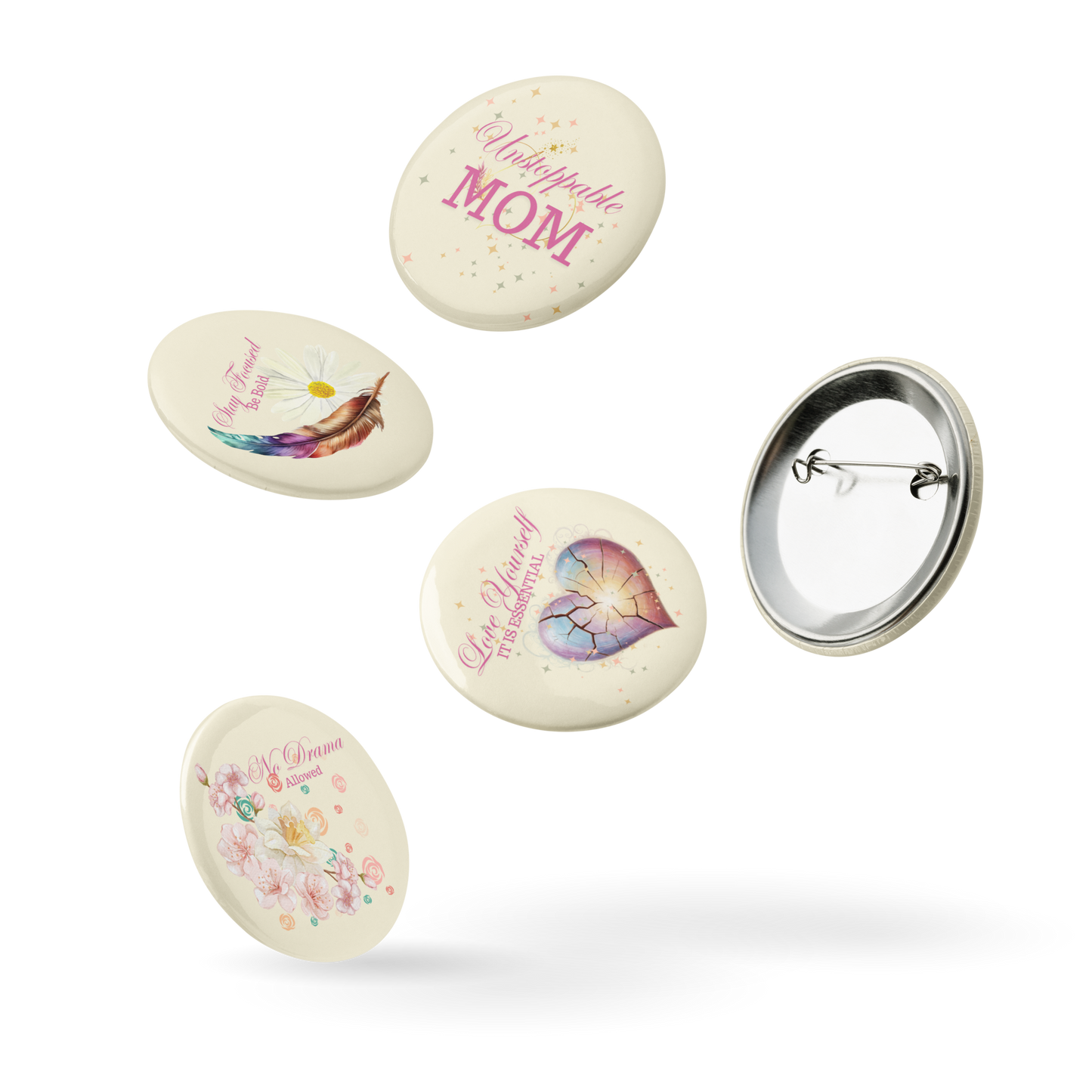 Unstoppable Mom Pin Buttons Set (5/Pack)