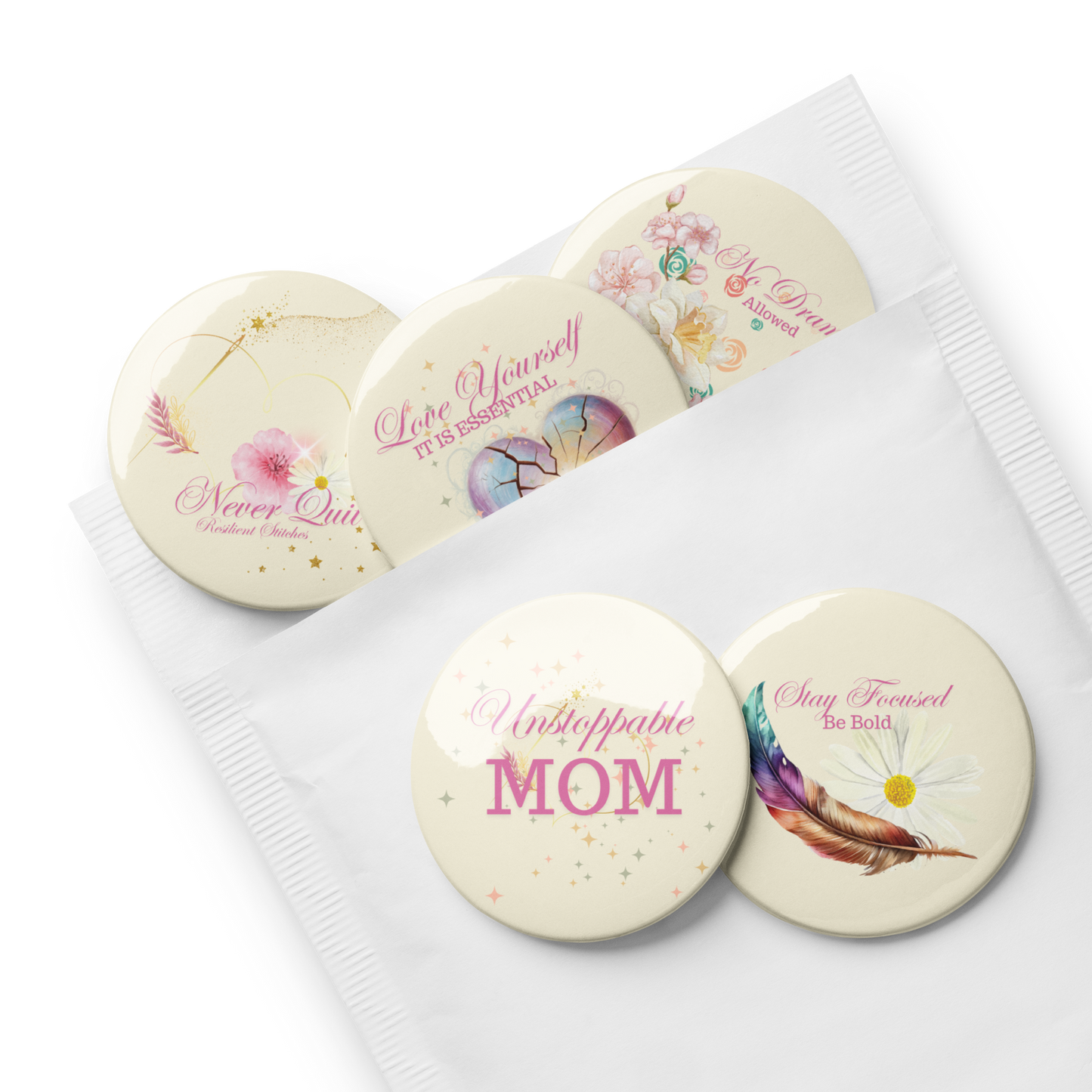 Unstoppable Mom Pin Buttons Set (5/Pack)